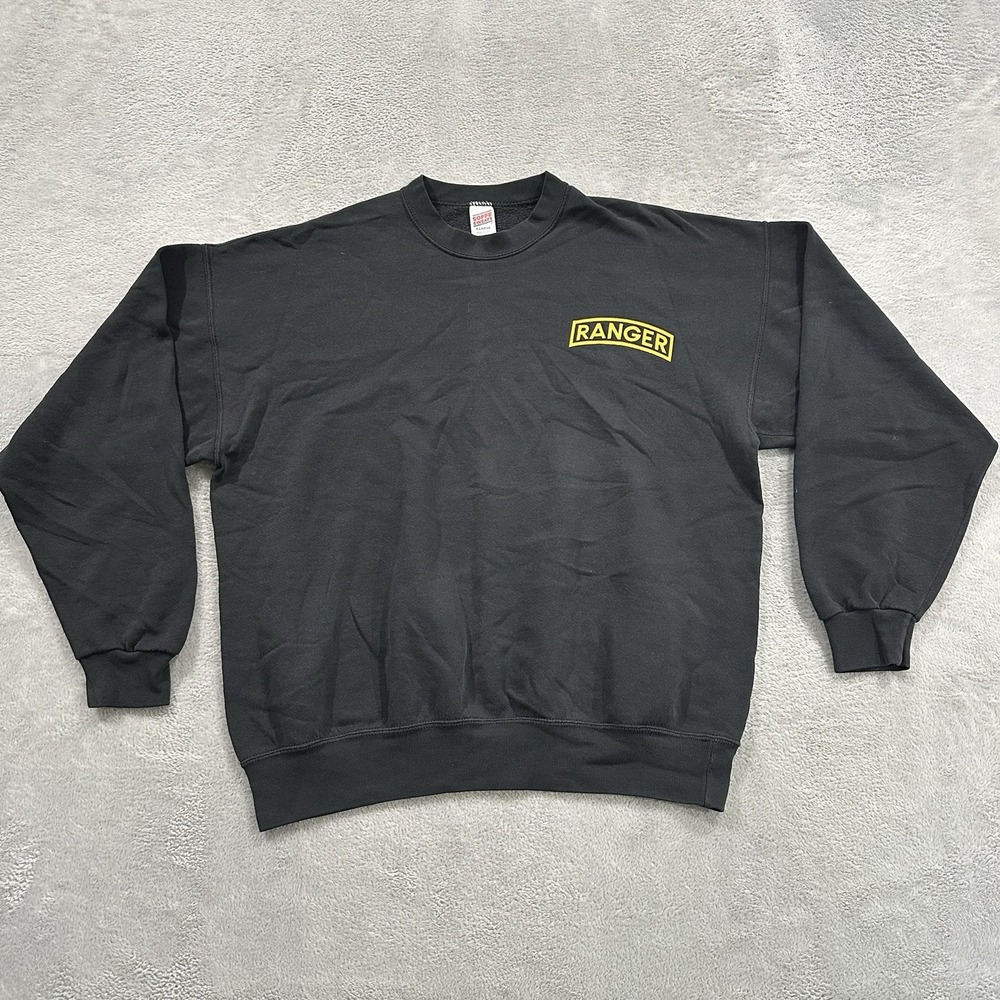 Soffe Sweats USA Made Men XL Black Fleece Pullover Crewneck Baggy Y2K Vtg